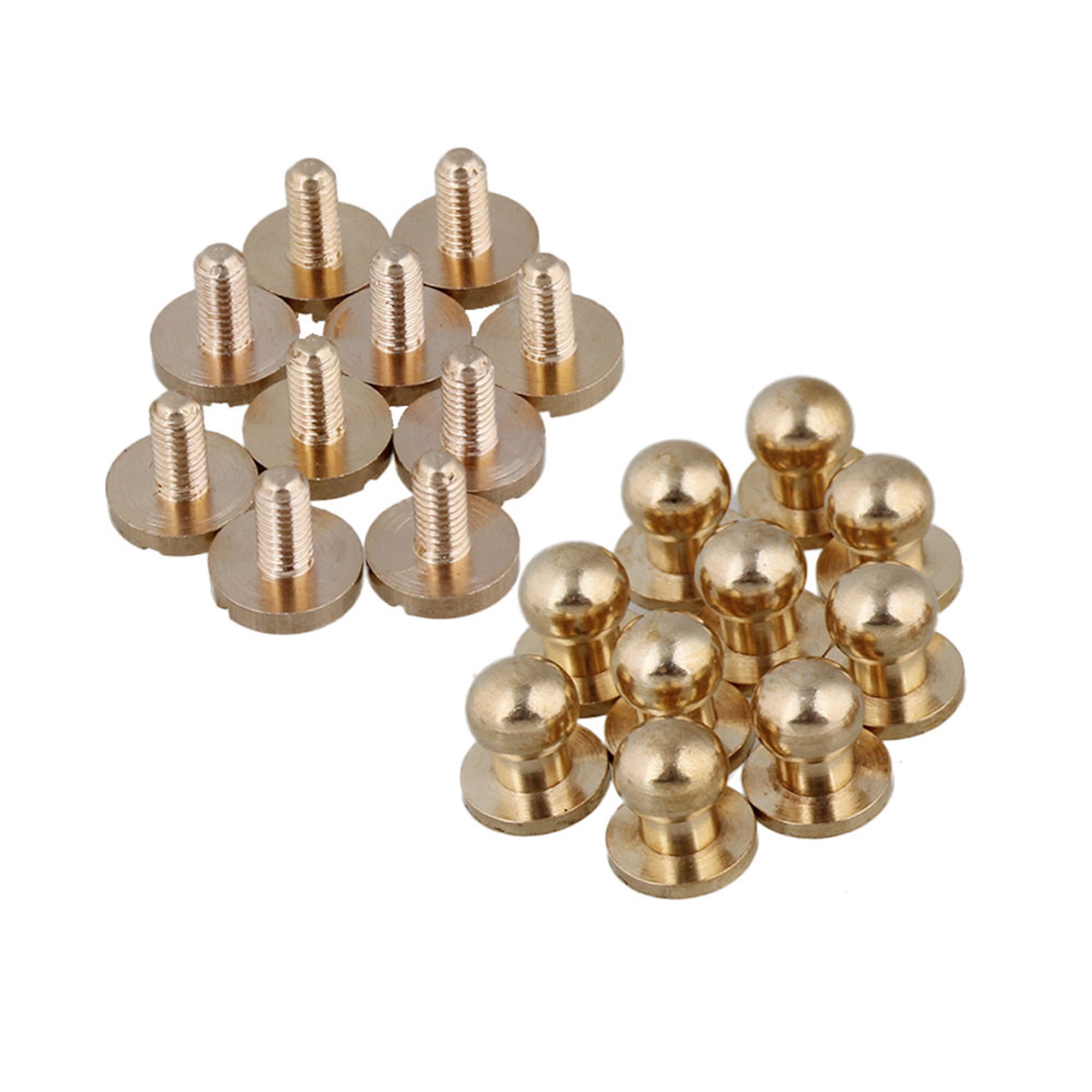 10 x Leather Craft Round Head Rivets 8x6x8mm Solid Brass Chicago Screws