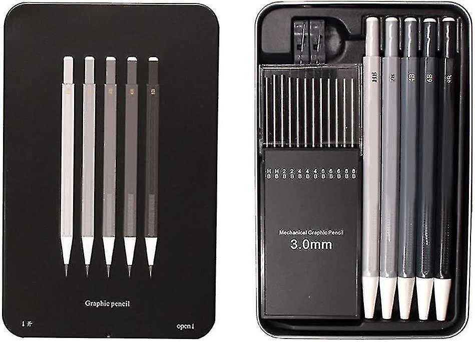 Beibei - 5st / set Art Mechanical Pencils Kit Automatisk infällbar Hb Dra