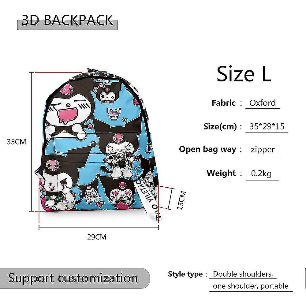 Produktbild von Kuromi Mymelody Rucksack Mit Großer Kapazität, Umhängetasche, Federmäppchen, Dreiteiliges Set