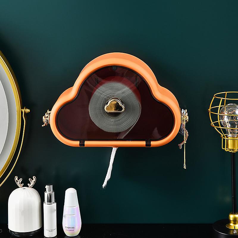 Tissue Box Holder Paper Case Wall-Mounted Bathroom Tissue Dispenser Cute Cloud-Shape Napkin Shelf