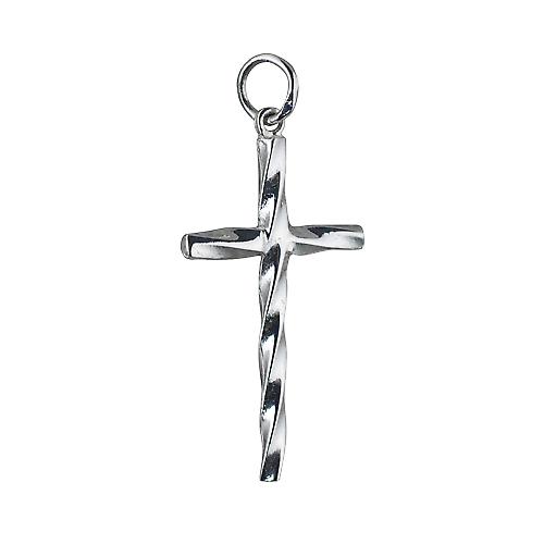 Silver 29x16mm fancy twist Cross