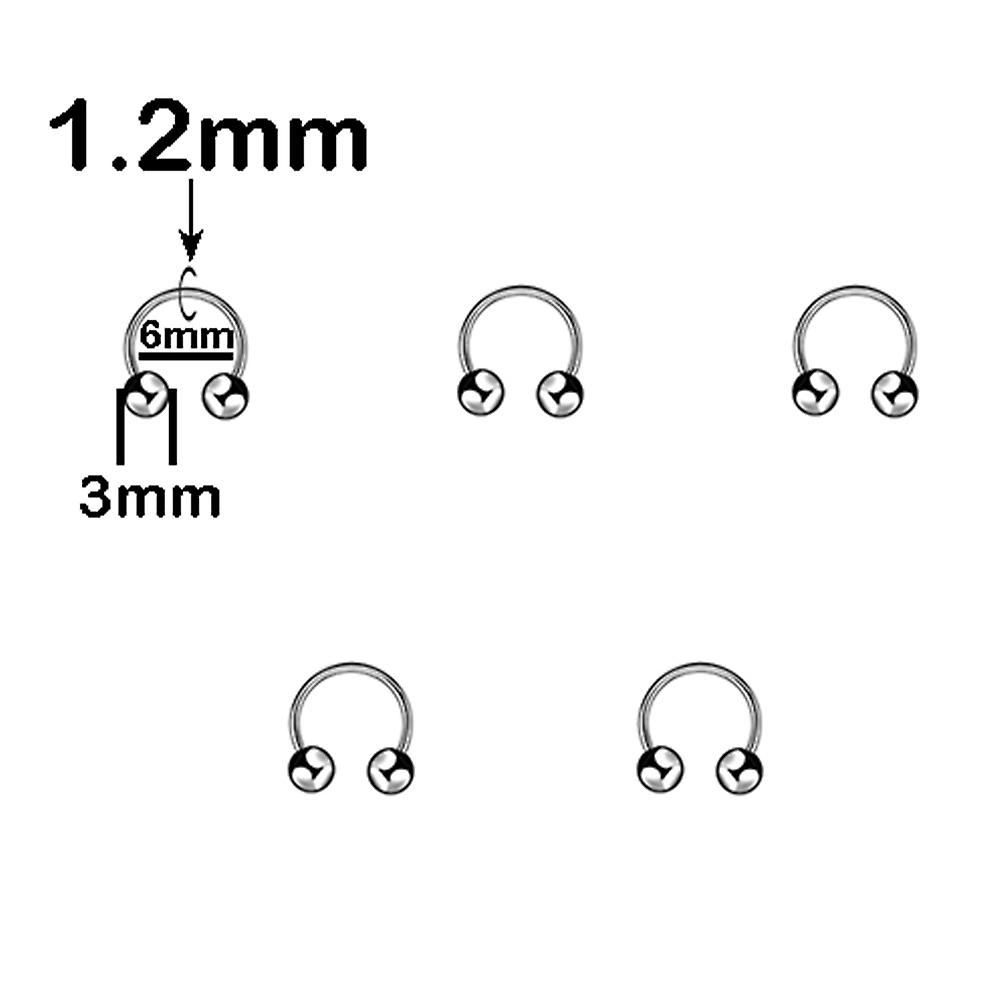5Pcs Stainless Steel Nose Ring 16 Gauge Septum Piercing Ear Helix