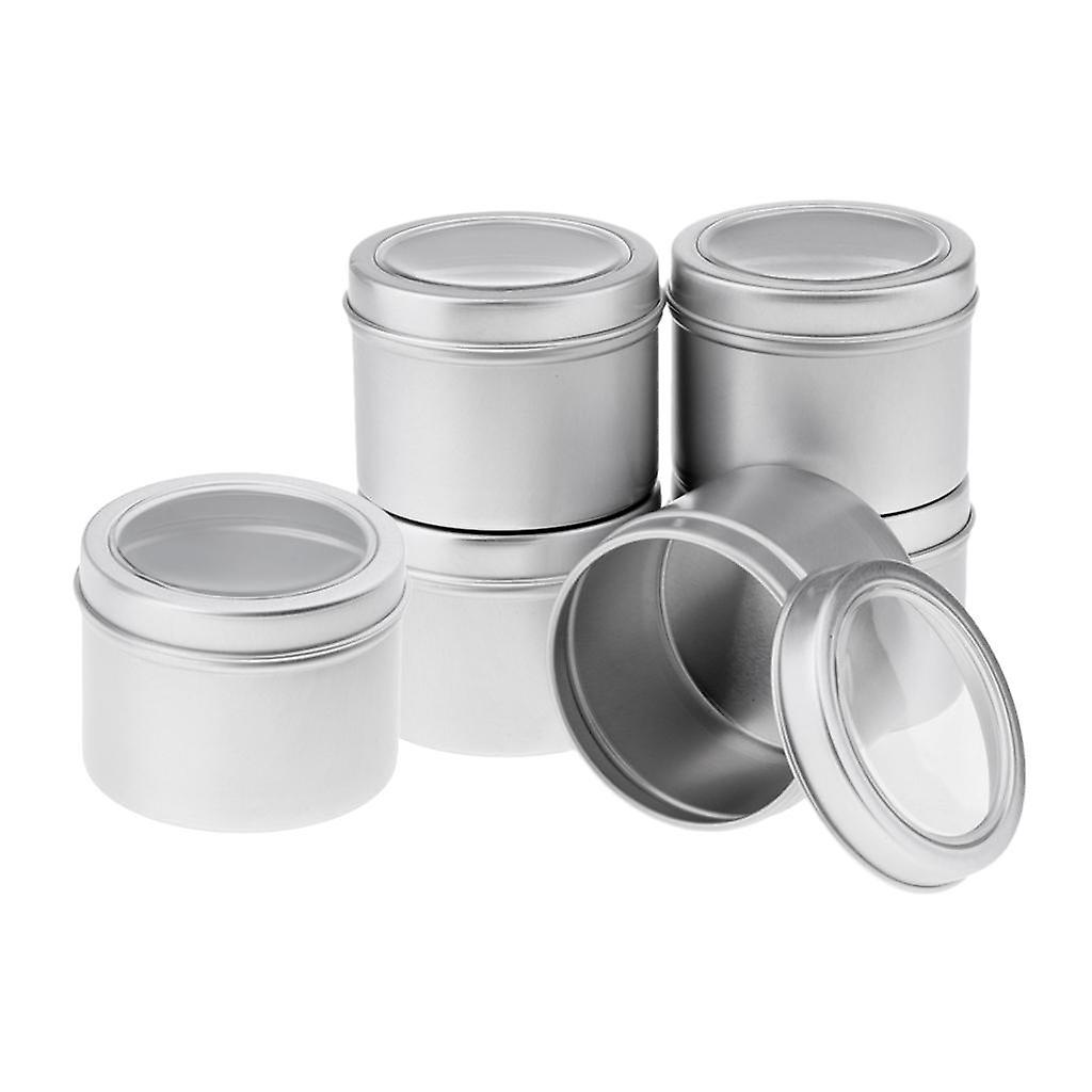 6Pcs Aluminum Round Tin,Jar,Bottle,Can,Storage Container With Screw Lid
