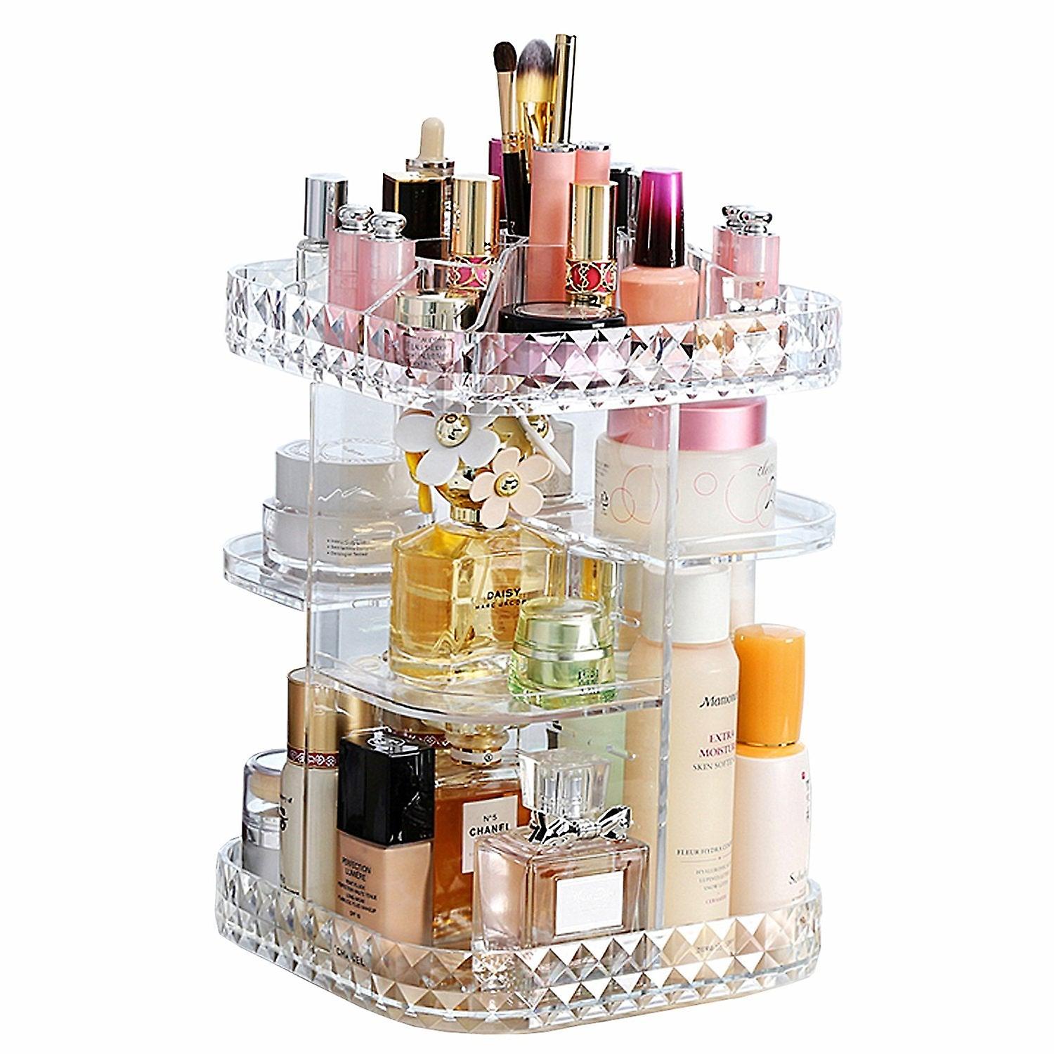 Makeup Organizer 360-degree Rotating Cosmetic Storage Box Adjustable Display Case