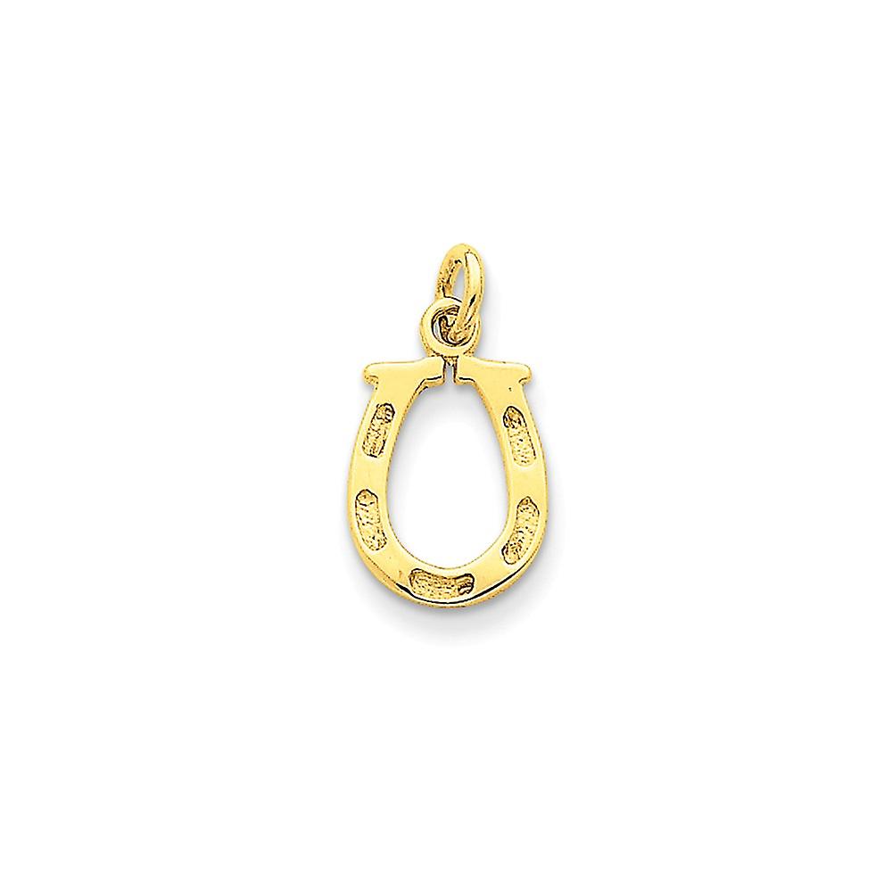 14k Yellow Gold Solid Polished Horseshoe Charm 15x10mm Pendant Necklace for Women - .9 Grams