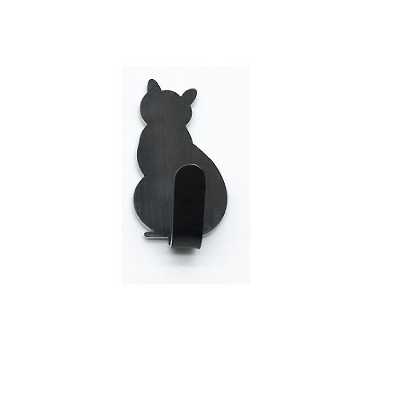 1pc Rustproof Stainless Steel Cat Wall Hooks For Home Kitchen And Bathroom - Cute Adhesive Key And Towel Holder
