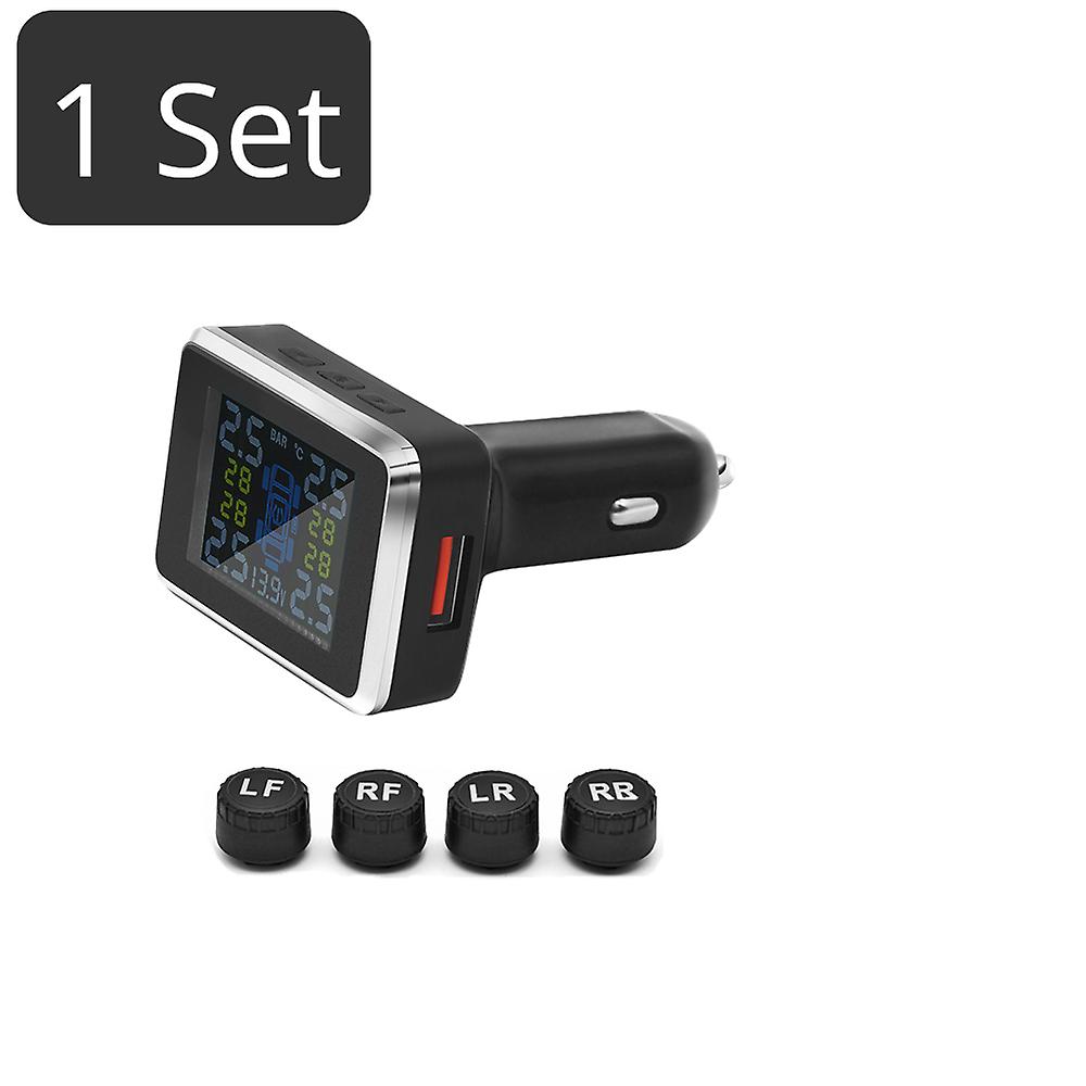 Wireless Car Tire Pressure Monitoring System Lcd Digital Display Tyre Pressure Temperature Warning Alarm Tpms Monitor