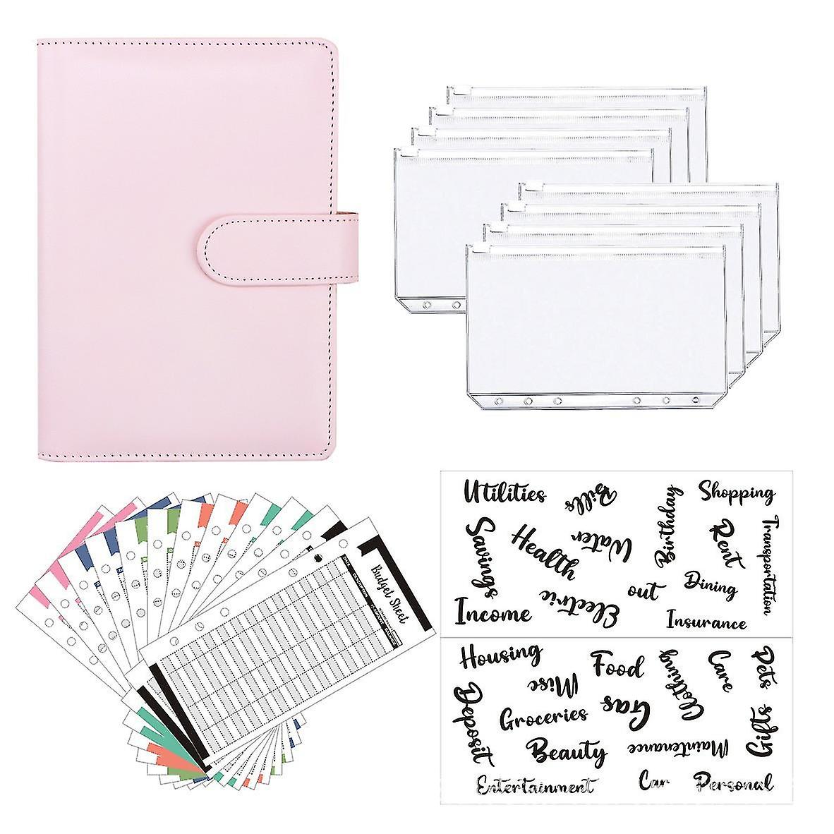 A6 Binder Budget Planner Notebook Covers Folder Size 6 Hole Pockets Plastic Zipper Money Saving Envelope