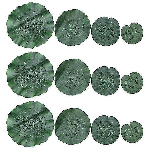 12 Pcs 파티 장식 잎 수련 패드 연못 인공 부유 식물