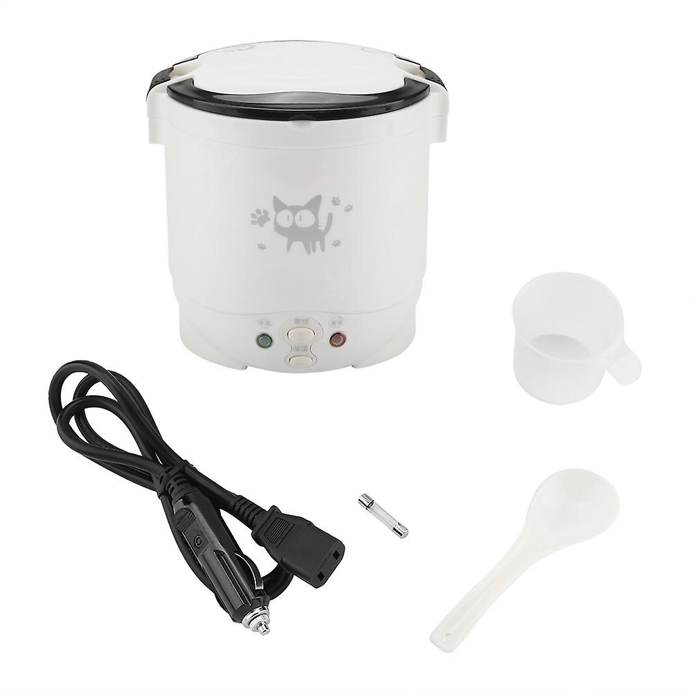12V 100W 1L Elektrischer tragbarer multifunktionaler Reiskocher Lebensmitteldampfer für Autos Weiß