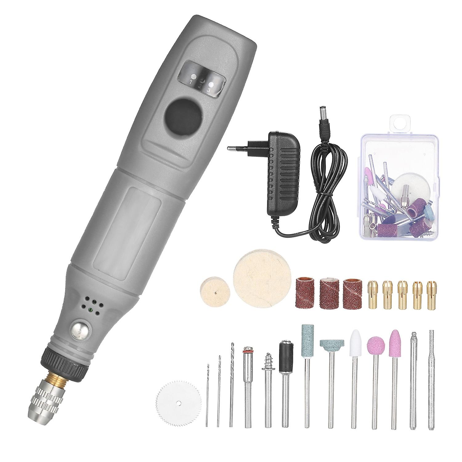 12V Mini Rotary Tool Portable Electric Grinder 5000-15000rpm Variable Speed Rotary Cutter with 24Pcs