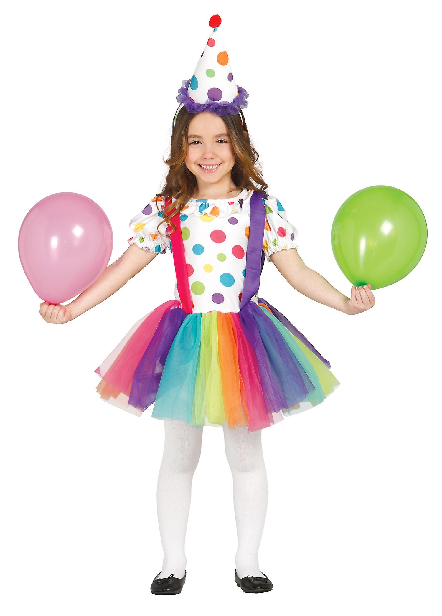 Clown disguise with polka dots and tutu girl