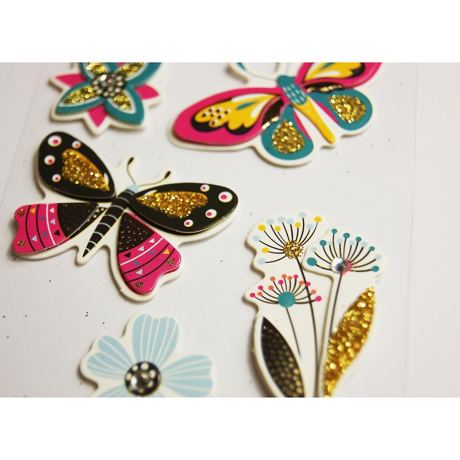 Gold and glitter embossed stickers - Butterflies
