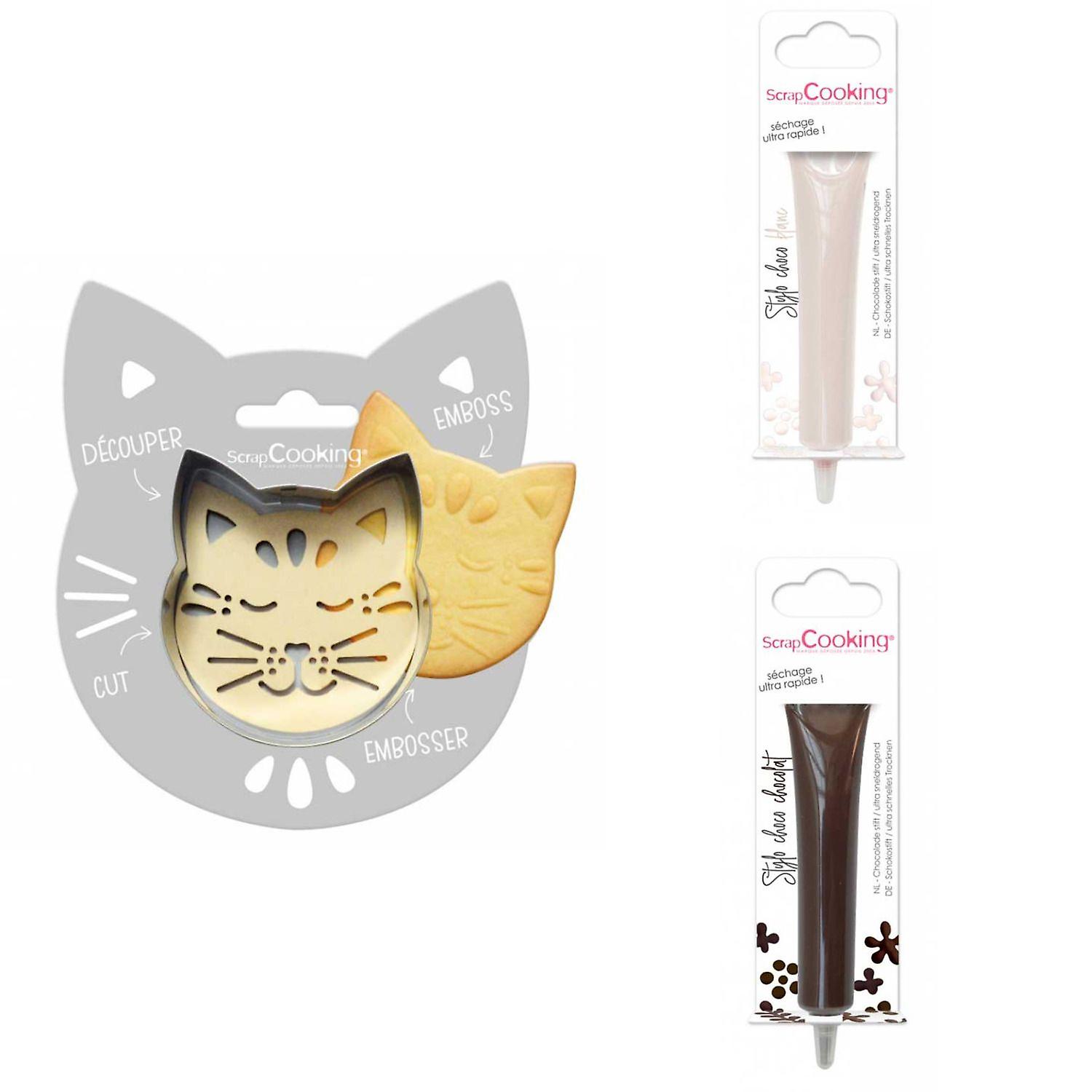 Cookie kit til aflastning af katte + 2 hvide og brune chokoladepenne