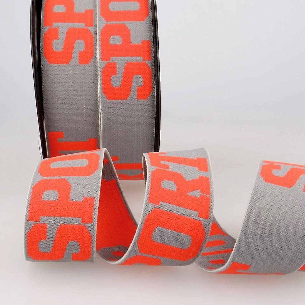 32mm Stephanoise Sport Waistband Elastic Light Grey Fluo - per metre