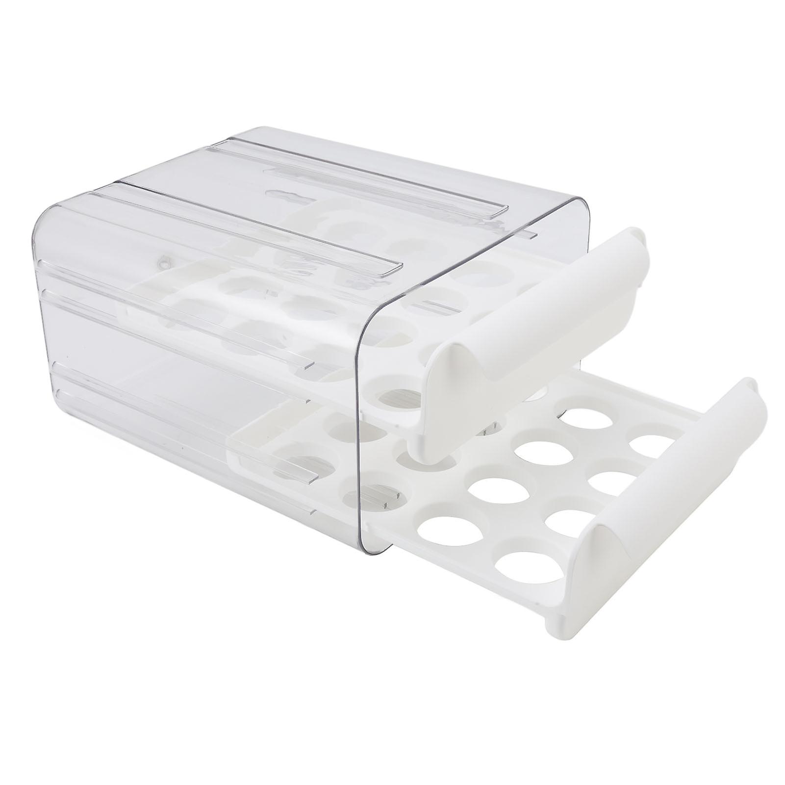 White 32-Cell Clear Double-Layer Egg Holder for Refrigerators