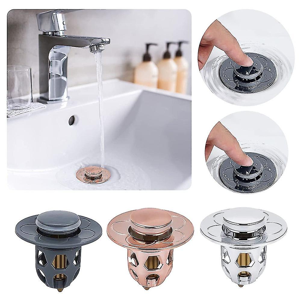 Washbasin Electroplating Drainer Bouncing Core 3pc Universal Washbasin Head Leak-proof Plug