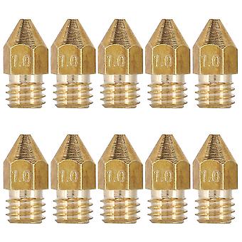 10 st 1 mm extrudermunstycke mässingsextrudermunstycke 1,75 mm för Mk8 3D-skrivartillbehör