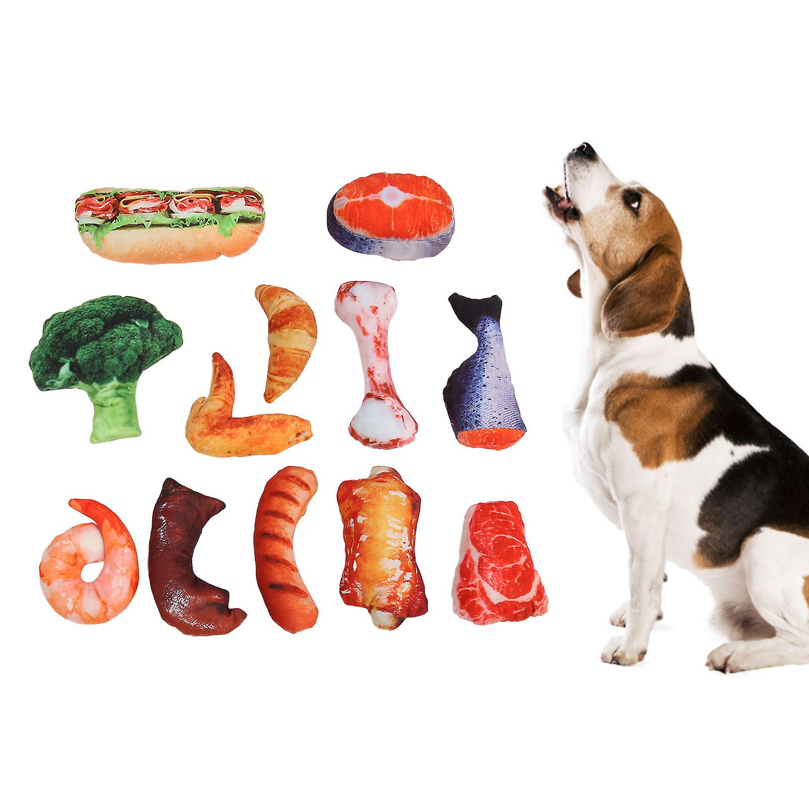 Food Shape Pet Toy Lifelike Vegetable Meat Bite Resistant Squeaky Soft Plush Dog Chew Toy for Small Medium Dogs 