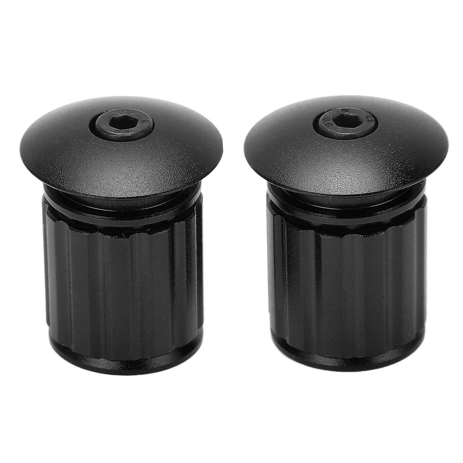 Bicycle Aluminum Alloy Expansion Bar Plug Pair for Mountain Folding Road Bikes, Durable Locking Handlebar End Caps Black