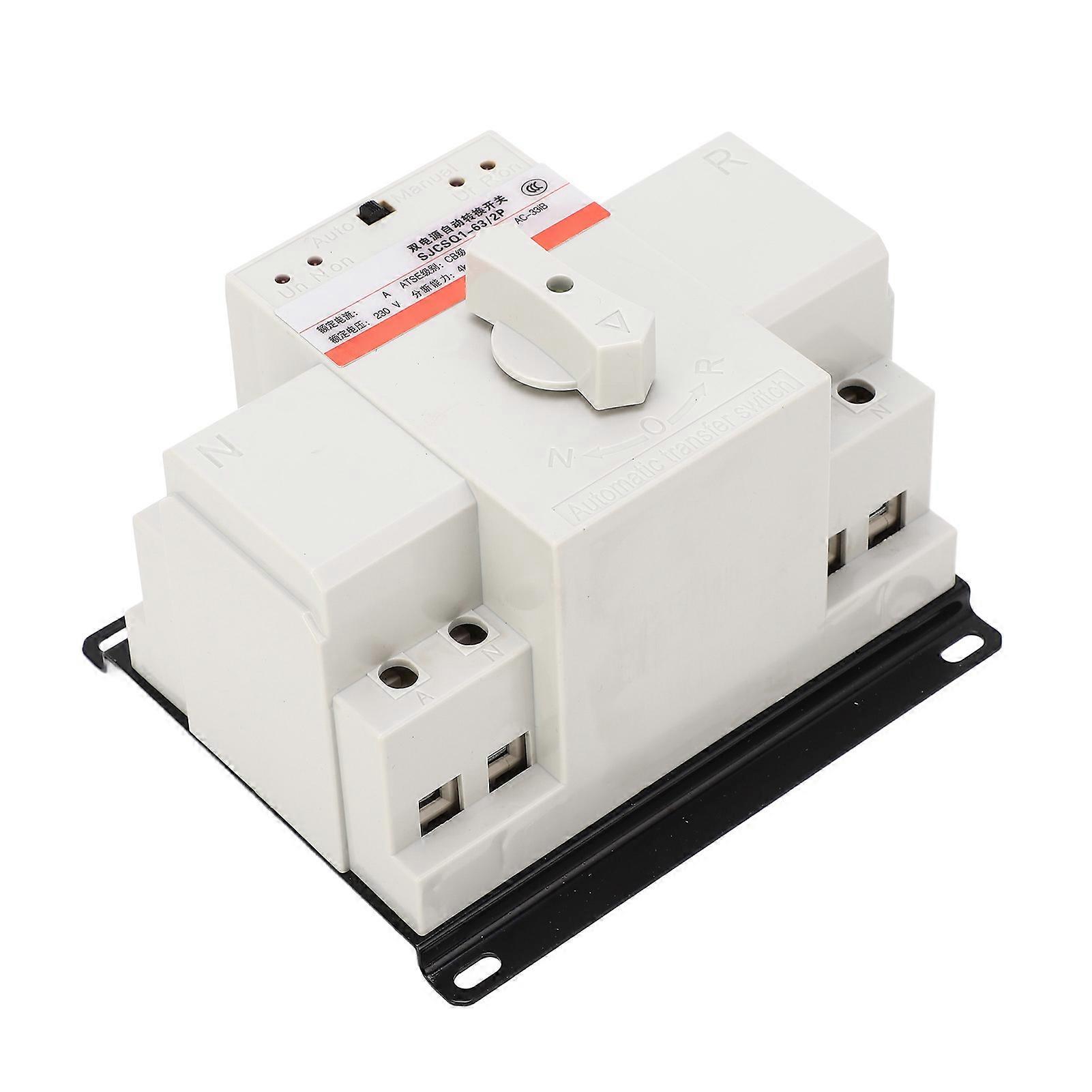 Dual Power Automatic Transfer Switch 63A 2P 4KA Breaking CB Level Electrical Selector Switch