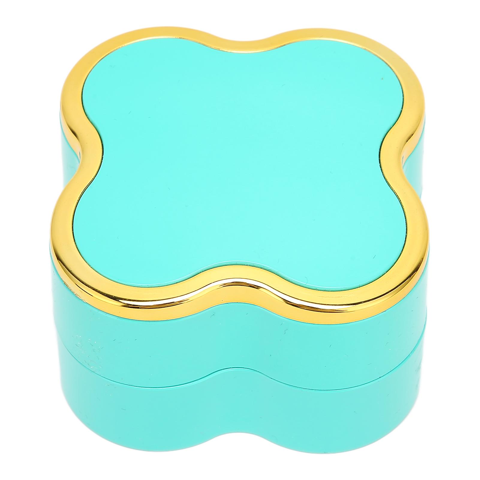 Four Leaf Clover Shaped Ring Box Portable Jewelry Storage Display Case with LightCyan