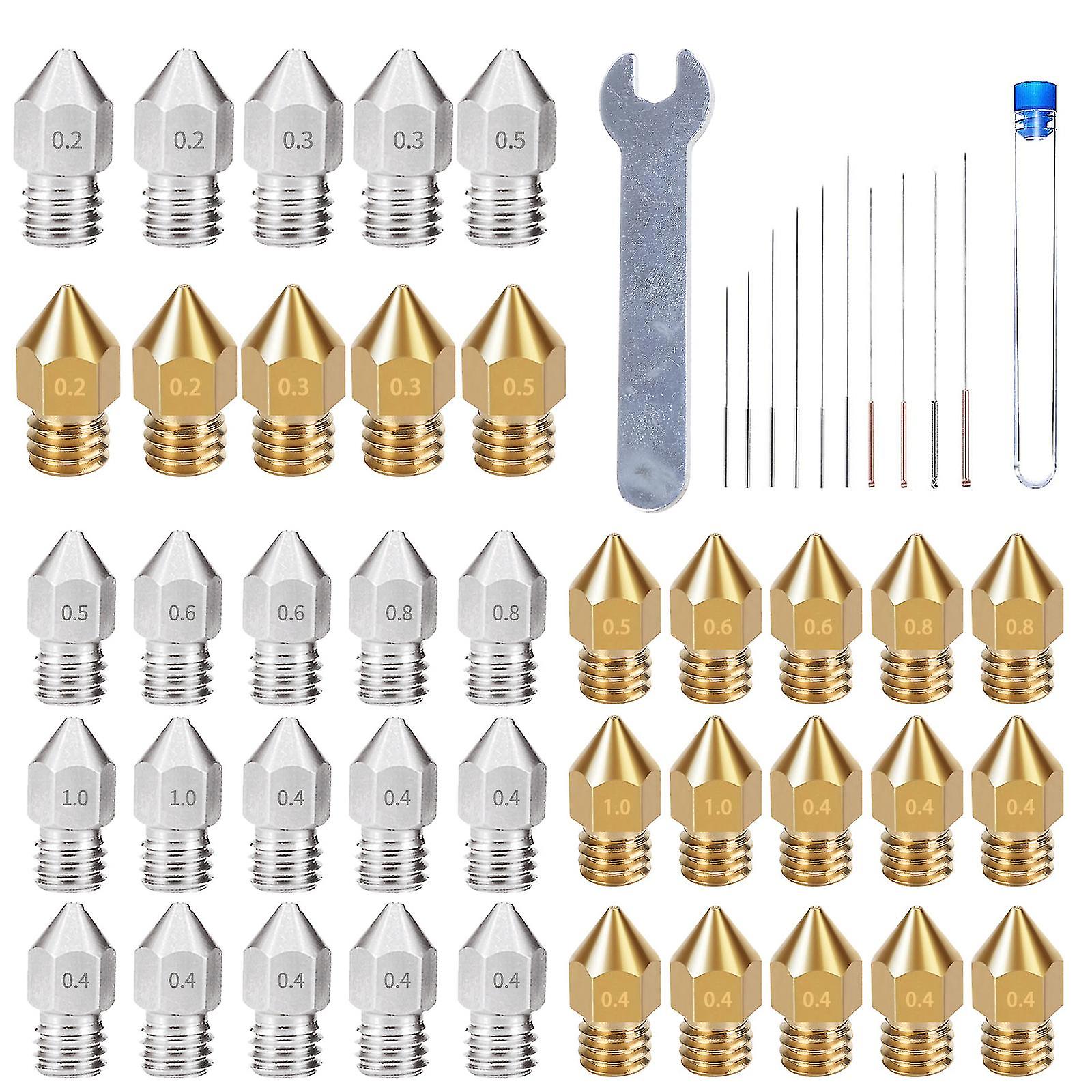 40pcs 3d Printer Nozzles Parts Mk8 0.4mm For  Cr-10 Ender3 Series Set
