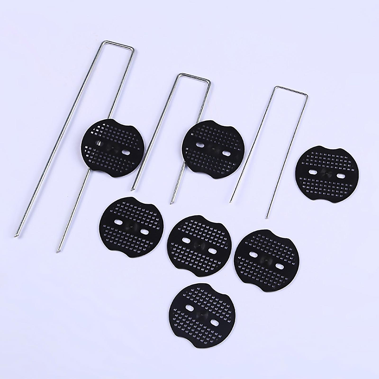 U-shaped Ground Nails Kit - Galvanized Steel, Strong And Durable, For Fixing Plastic Film, Lawn, Garden - 50 Nails And 50 Pads Included-hao