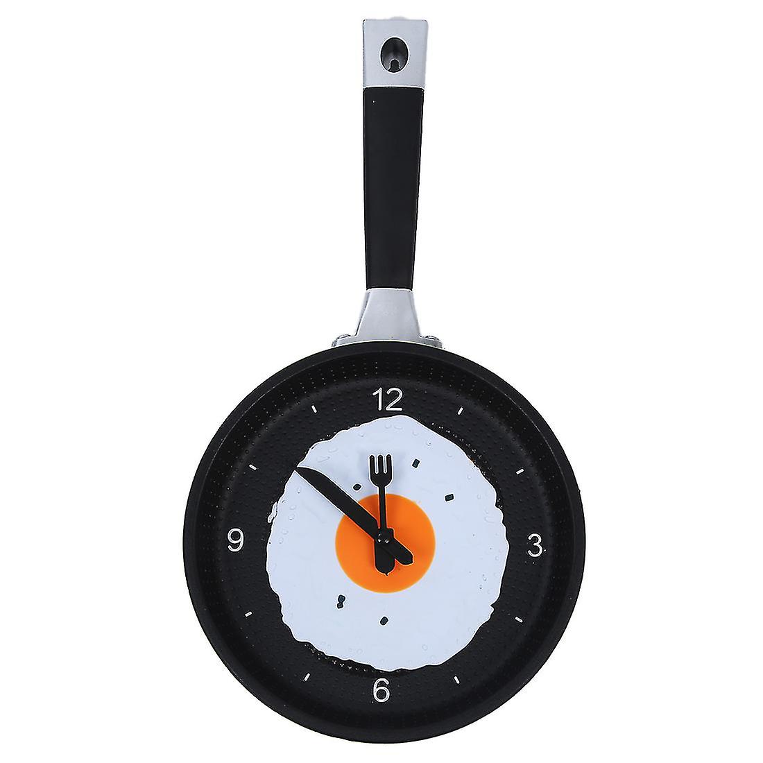 Frying Pan Clock with Fried Egg - Novelty Hanging Kitchen Cafe Wall Clock Kitchen - Green