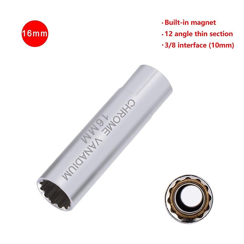 Universal Spark Plug Socket Spark Plug Wrench 3/8 Magnetic 12 Angle Thin Wall For 14/16mm Spark Plug Removal Auto Repair Tool