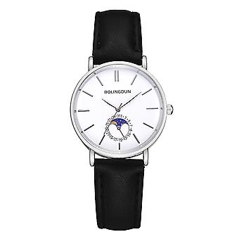 Zhoulianfa Orologio da polso al quarzo in vetro per coppia alla moda (quadrante bianco con cornice in argento S), per uomini e donne