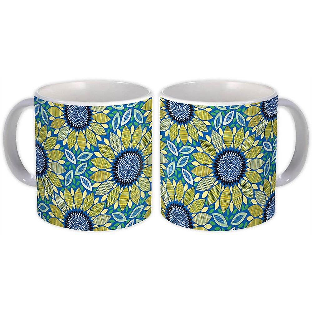 Presentmugg: Grafiskt solrosdesignmönster