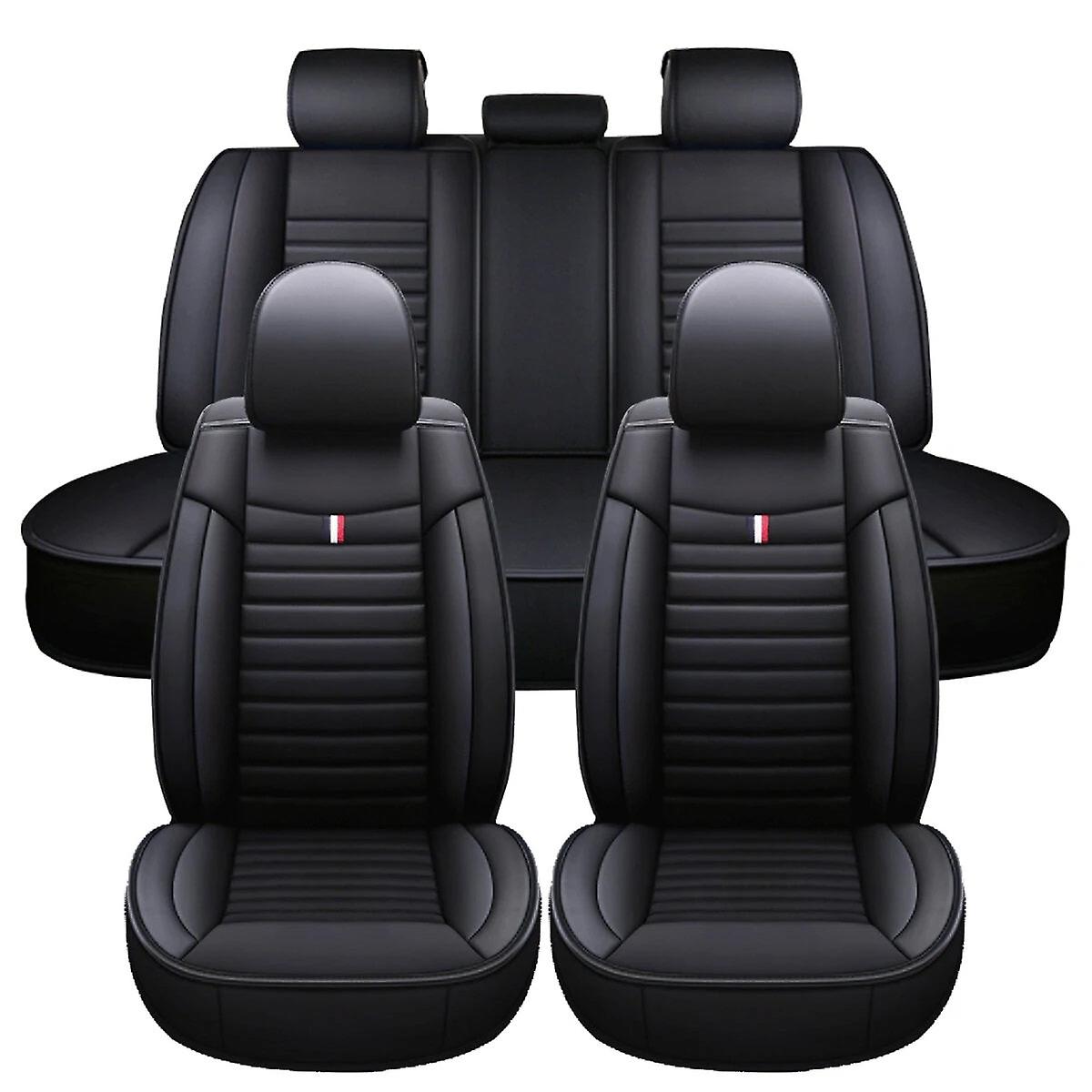 5 Universal Car Seat Covers Deluxe Pu Leather Cushion Full Set Front Rear Back