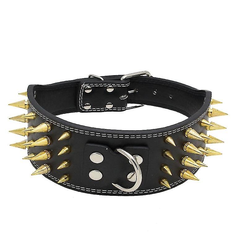 Adjustable Spiked Dog Collar PU Leather 4 Rows Studded Pet Collars Ring for Small Medium Large Dog P