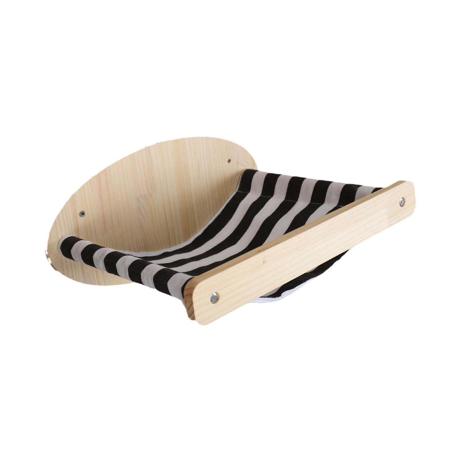 Cat Hammock Wall Mounted Soft Black Stripe Cat Shelves for Climbing Sleeping