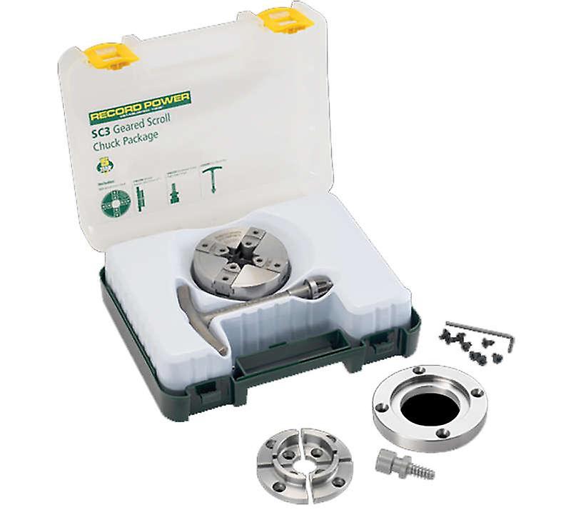Record Power 61065 SC3M33X3.5 Geared Scroll Chuck Package