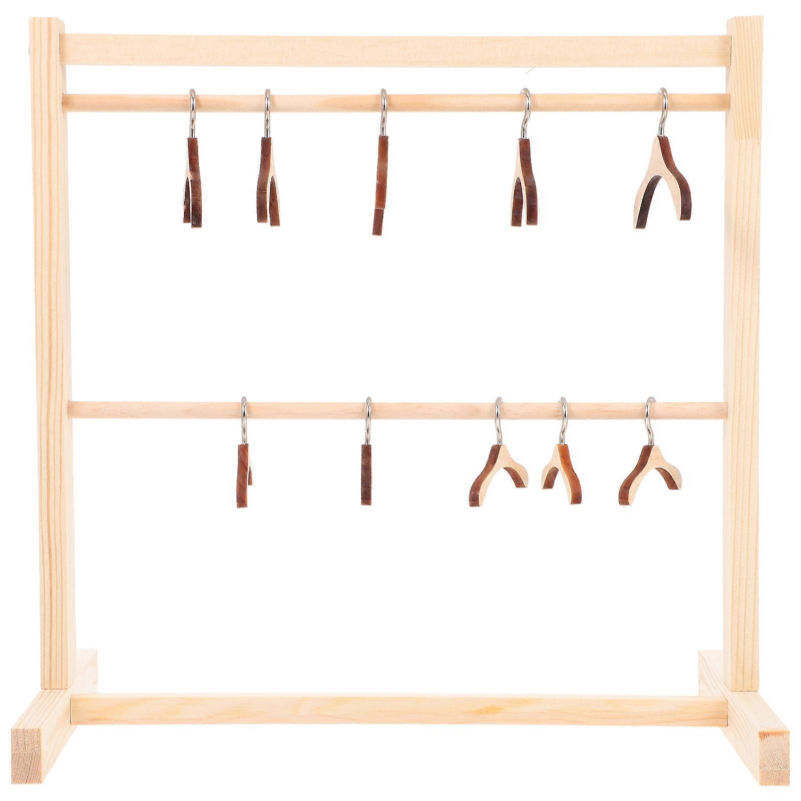 1Set Holz Puppe Garment Rack mit Kleiderbügel Puppe Kleidung Rack für Puppe Haus