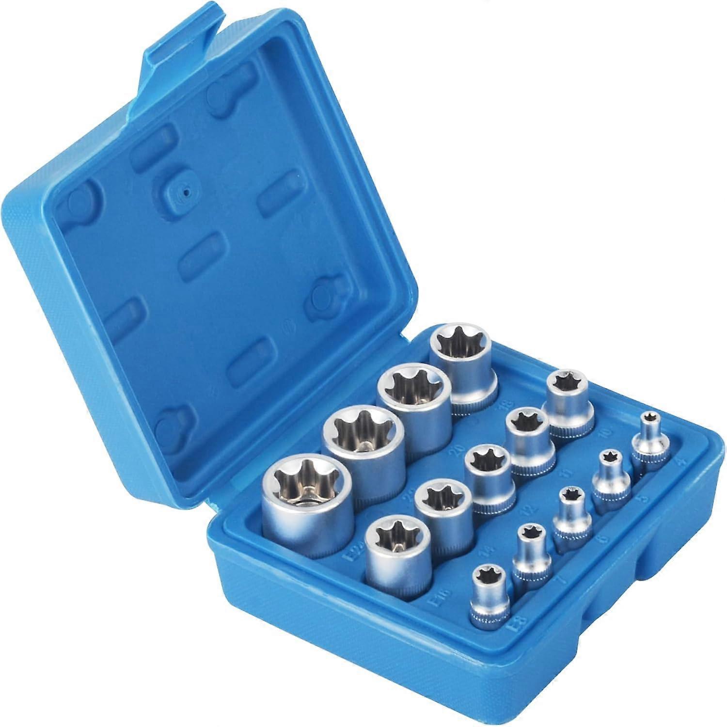 14pcs E Star Female Torx Socket Set E4-E24 External Hex Socket Nut