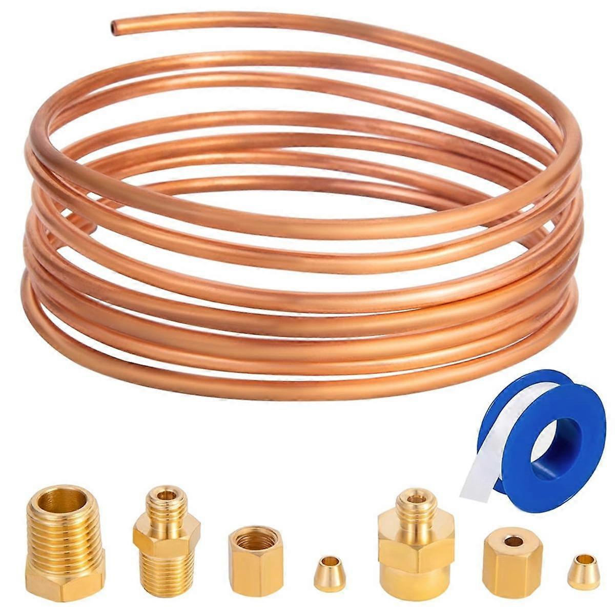 Kit de tubes de jauge de pression d’huile de 72 pouces, ensemble de tube en cuivre avec 1/4 pouce X1/8 pouce NPT, 1/8 pouce NPT mâle