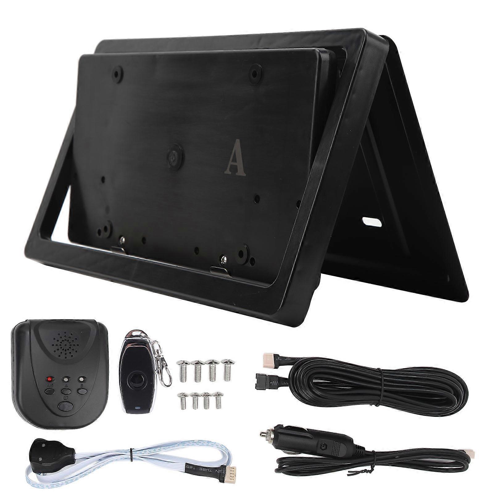 Reversible License Plate Frame with Remotes Control Electric License Plate Holder for US Standard Vehicles