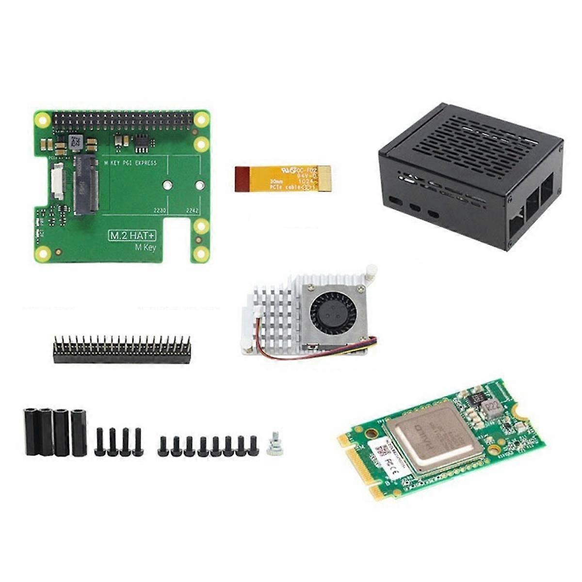 Kit 5 AI M.2 HAT + module d'accélération AI + ventilateur + boîtier 13 TOPS Gen3 pour robotique et domotique