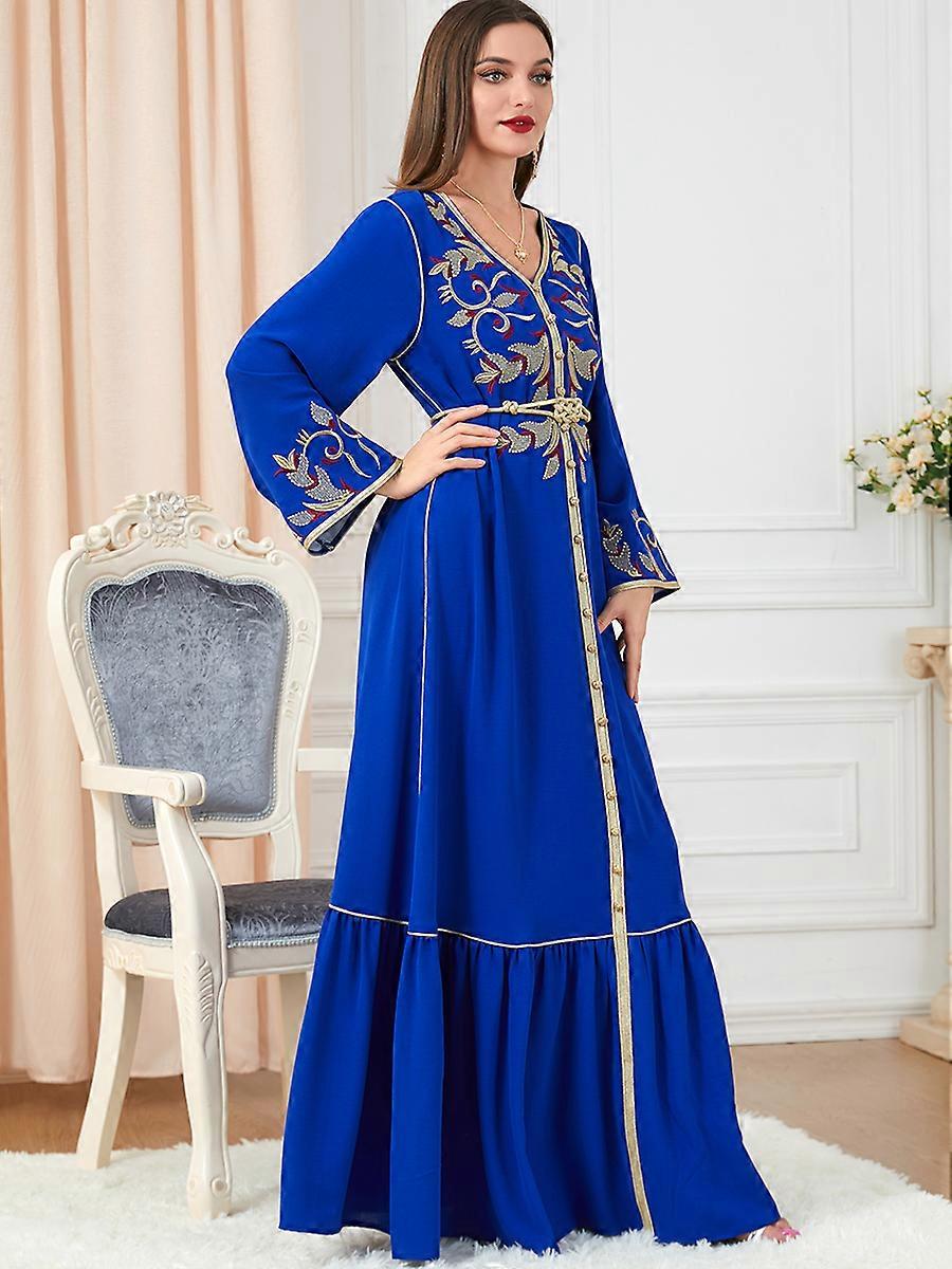 Ramadan Morocco Dress Women Muslim Abaya Fashion Dubai Abayas Embroidery  Belted Kaftan Elegant Party Dresses Vestidos Spring | Fruugo AT