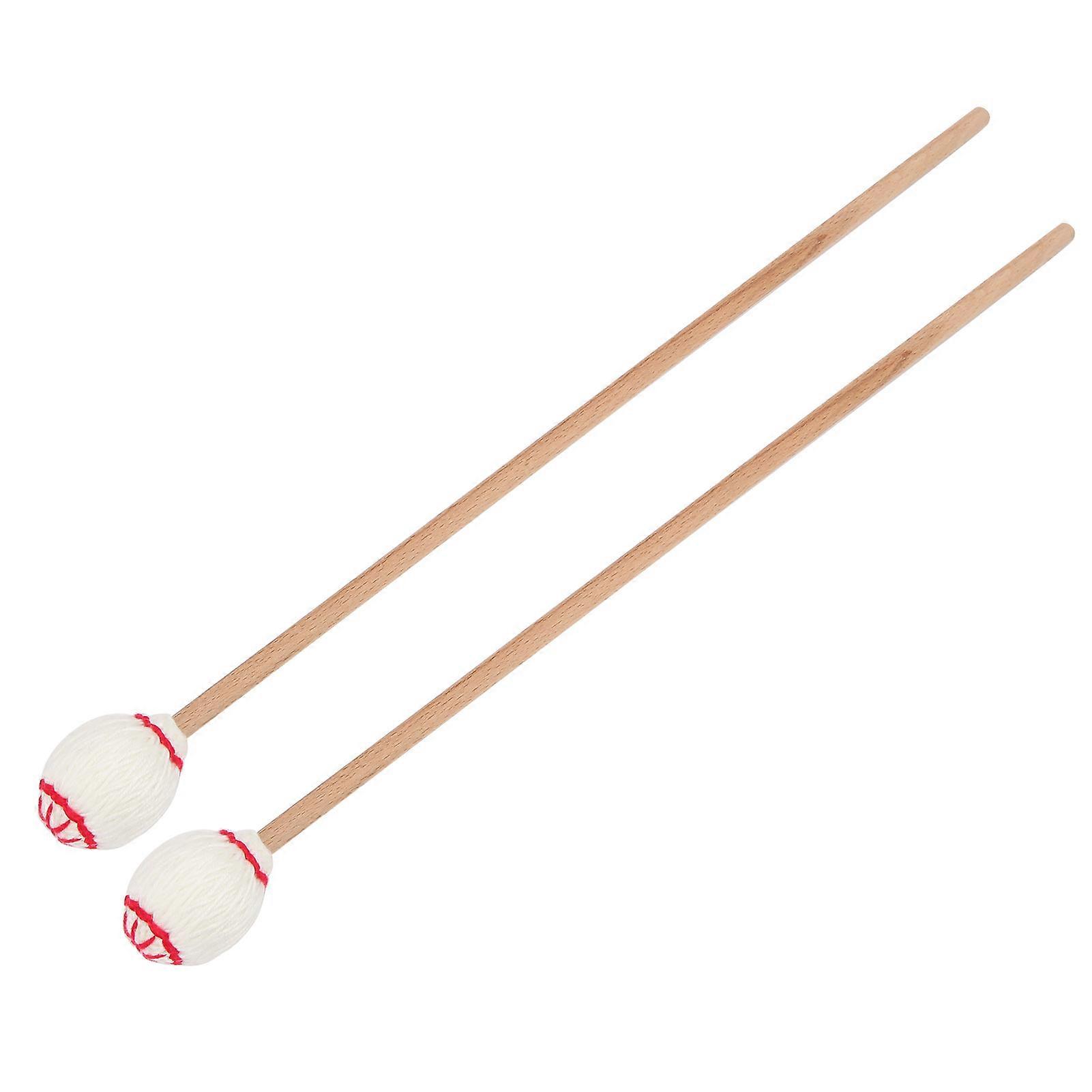 1 Pair Marimba Mallets Portable Maple Handle Wool Ball Sticks Percussion Playing Accessorieswhite Ball