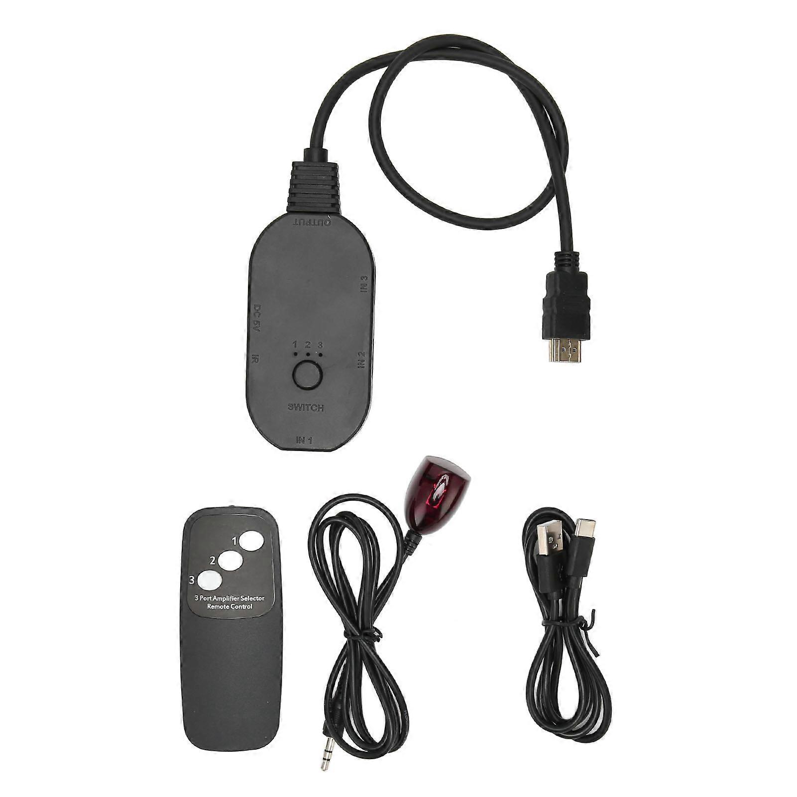 3 In 1 Out Hd Multimedia Interface Switch 4k 60hz 3 Port Video Switch With Remote Control