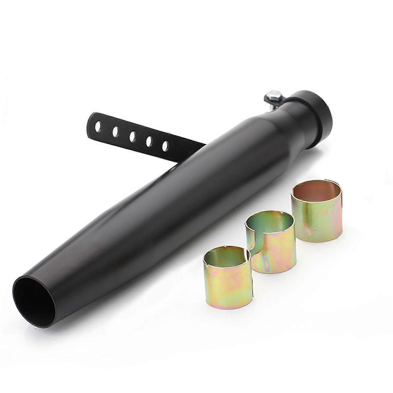 Motorcycle Exhaust Pipe Stainless Steel Noise Reduction Muffler Silencer Pipe Universal for Motorbike Type B Black