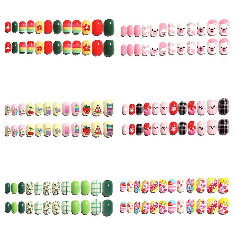 Weerblj24g 6 ensembles de faux ongles pour enfants pour fillesfaux ongles pour enfants ongles courts