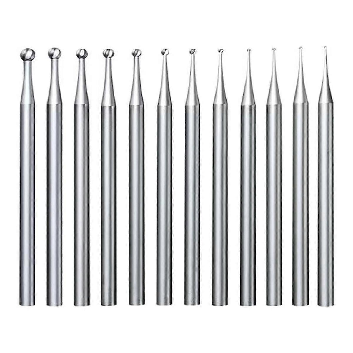 12Pcs Round Shape Ball Burr Set - 3/32Inch Shank Jewelry Making Burs Round Ball Shape Engraving Bit