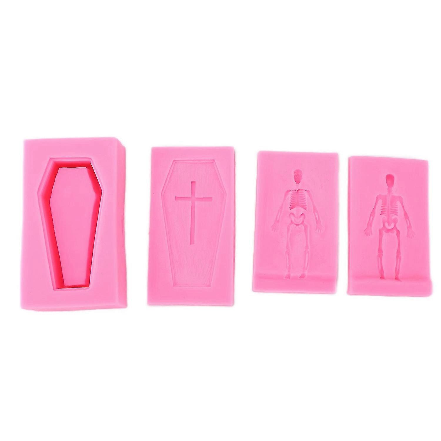 Halloween Silicone Mold 3D Coffin Skeleton Shape Nonstick Durable High Temperature Resistance Hallow
