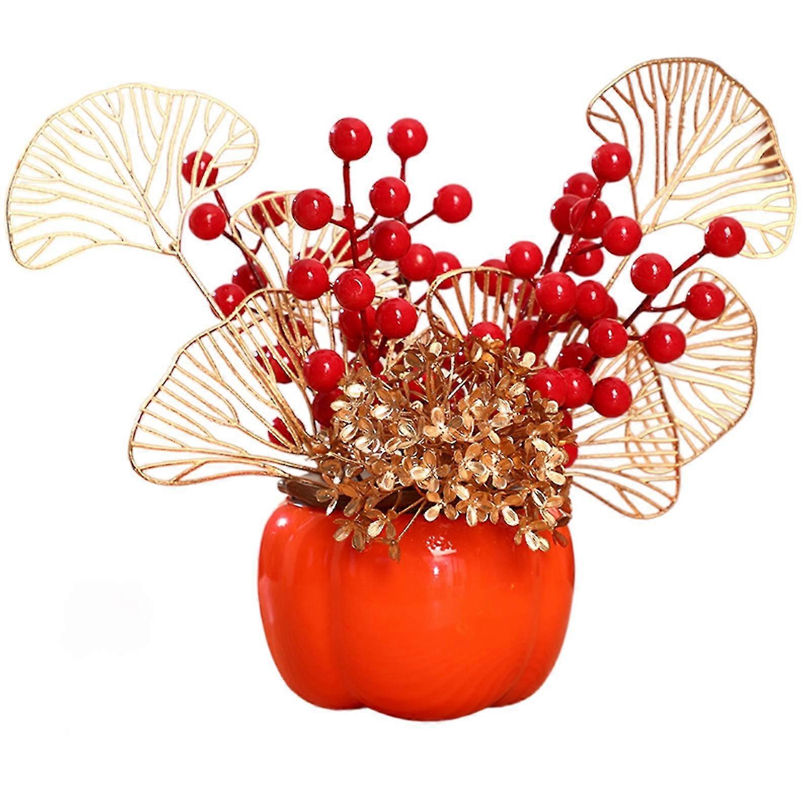 New Year Decor New Year Fruit Flower Decoration Branches Luck Tree Spring Artificial Bonsai Chinese New Year Ornament Desktop Tree Potted For Home Off