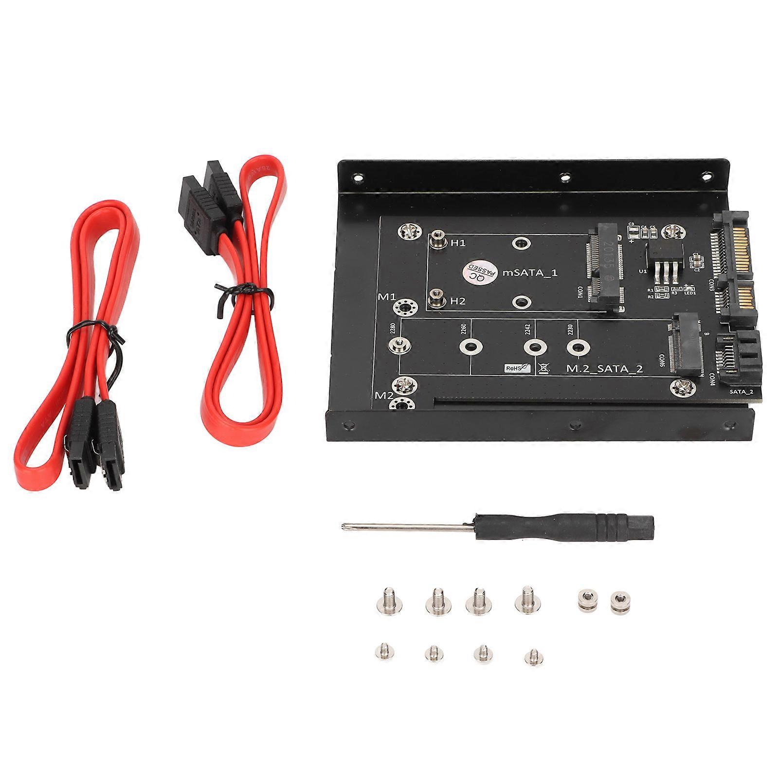SATA Adapter 2 in 1 MSATA/M2 NGFF SSD to Dual Port SATA3 Converter with 3.5in Hard Disk Support Computer Accessories